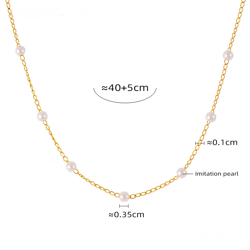 Separate Imitation Pearl Stainless Steel Necklace Bracelet Jewelry Suit