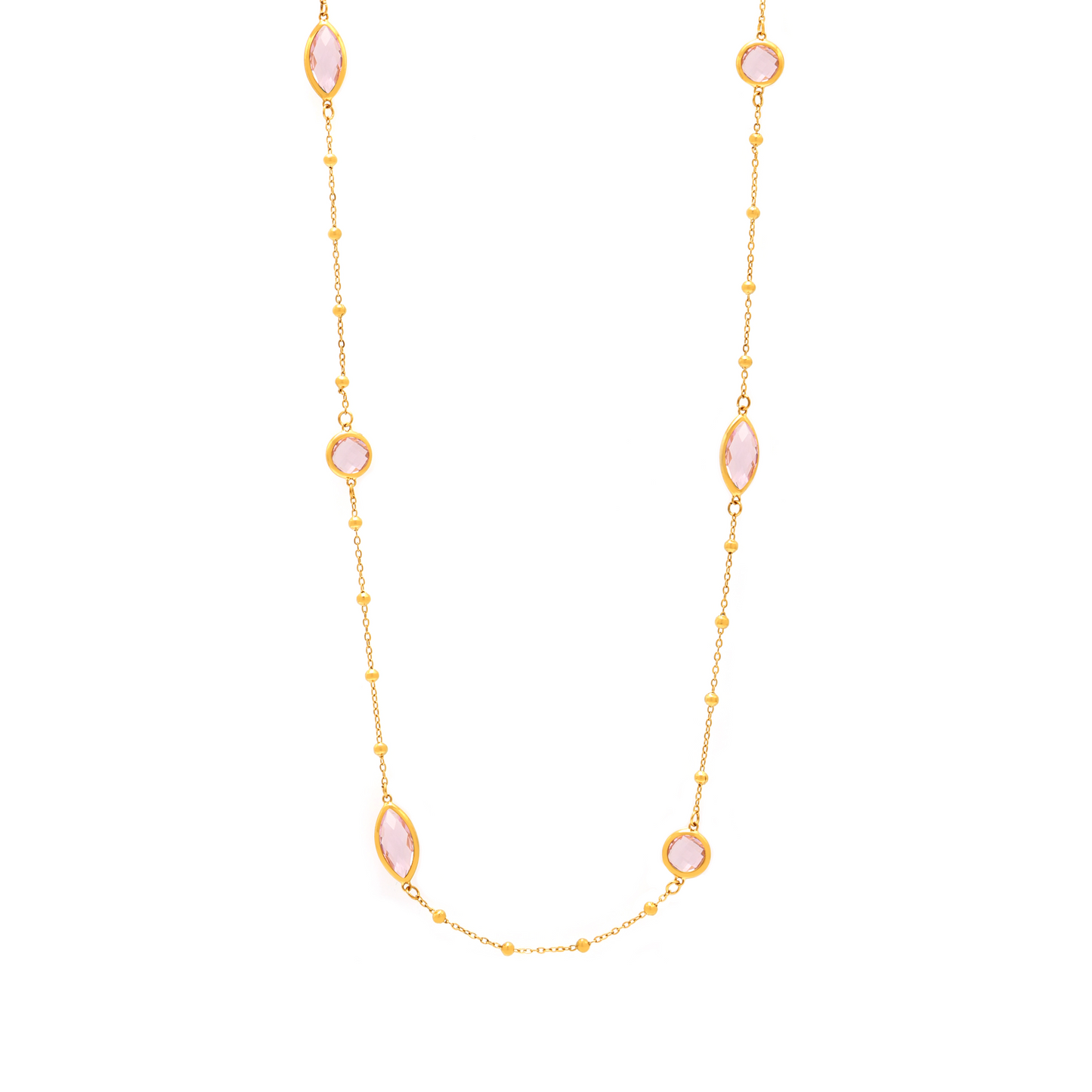 Transparent Cut Glass Small Steel Ball Long Necklace
