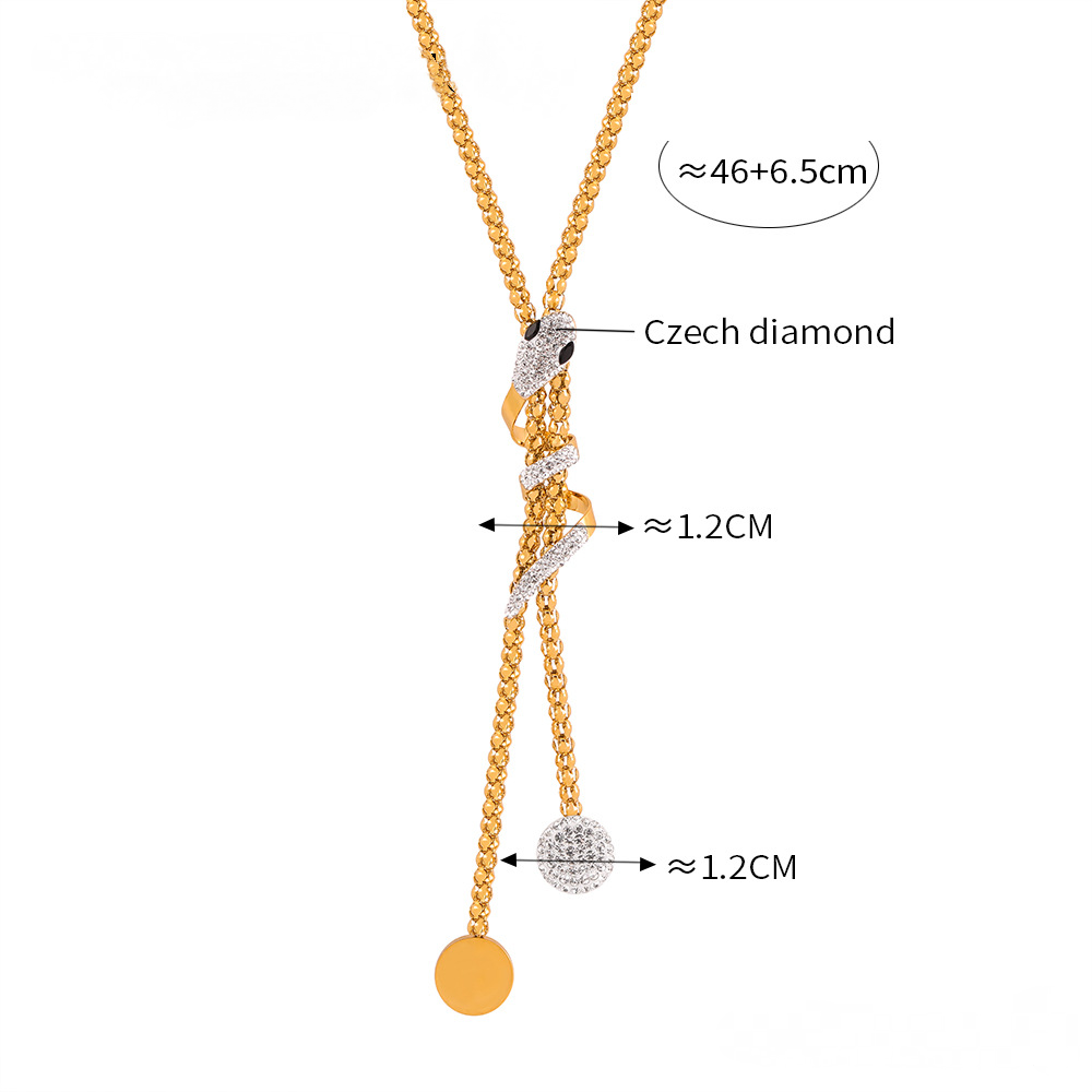 Snake Wrap Lariat Necklace Double Chain Bracelet Jewelry Suit
