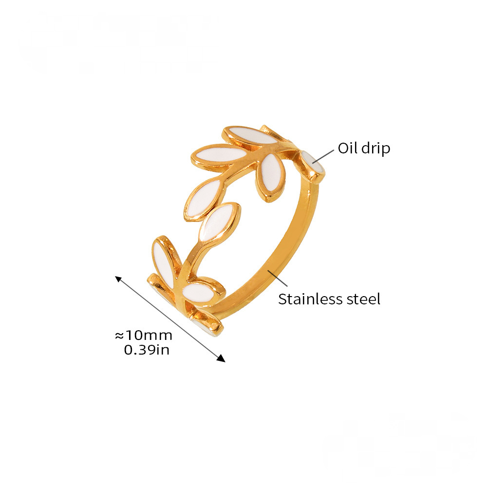 Stainless Steel Leaf Shape Oil Drop Ring