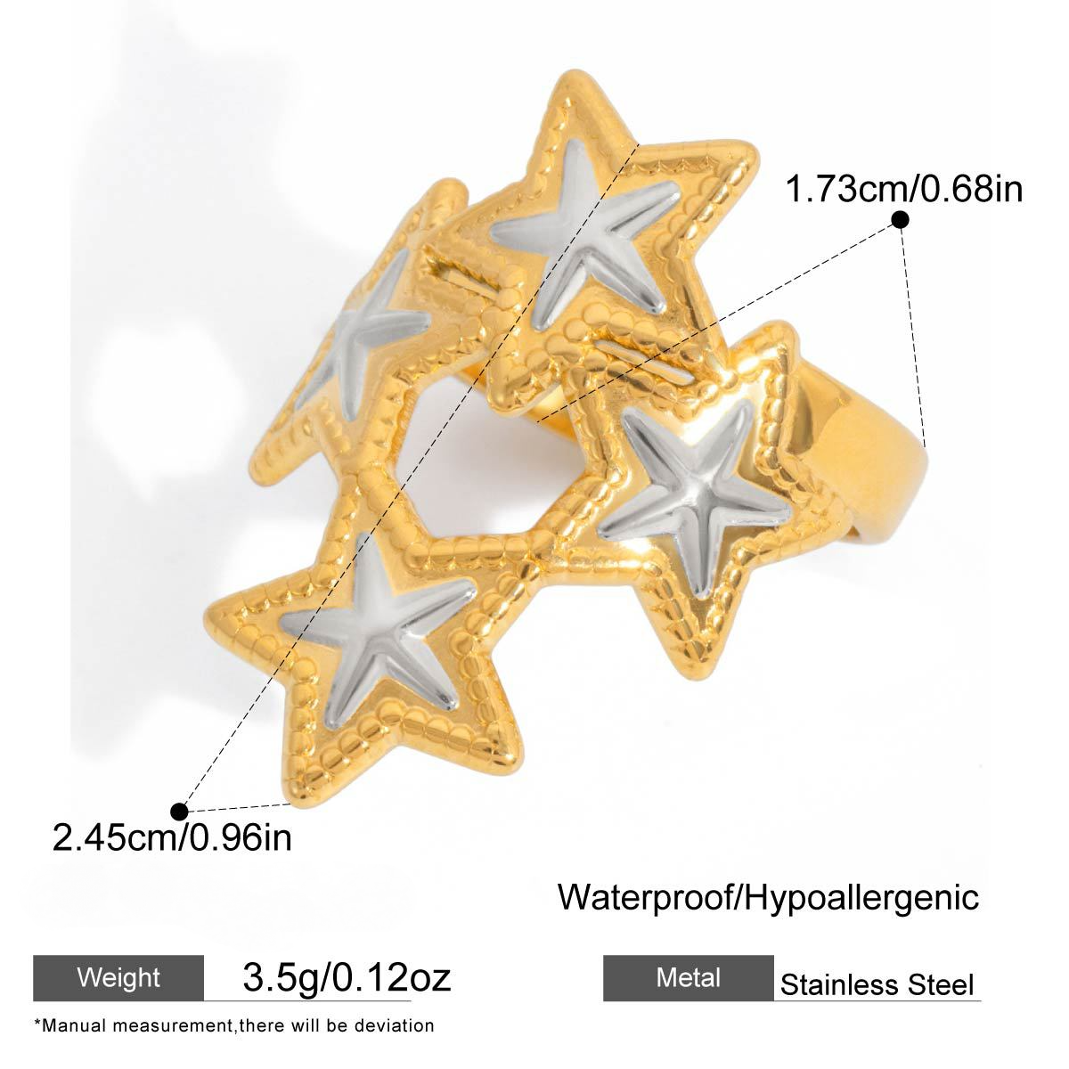 Stainless Steel Five-pointed Star Ring