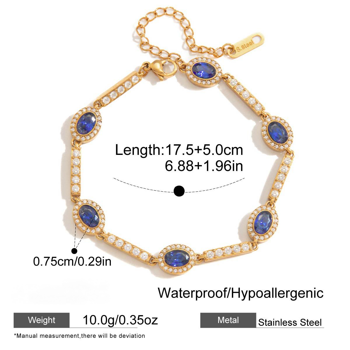 Stainless Steel Heart-shaped Cubic Zirconia Tennis Bracelet