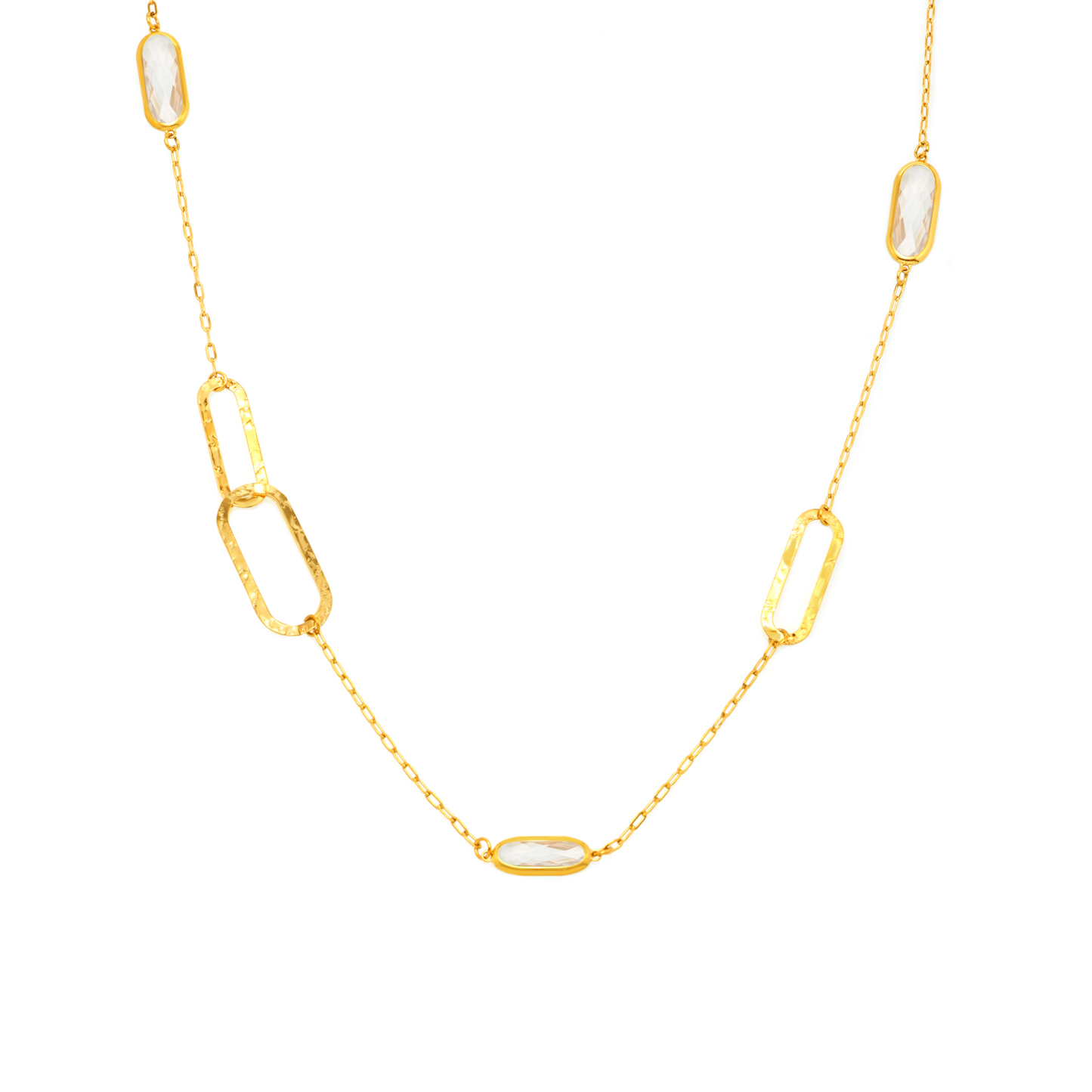 Stainless Steel Double-layer Glass Geometric Necklace