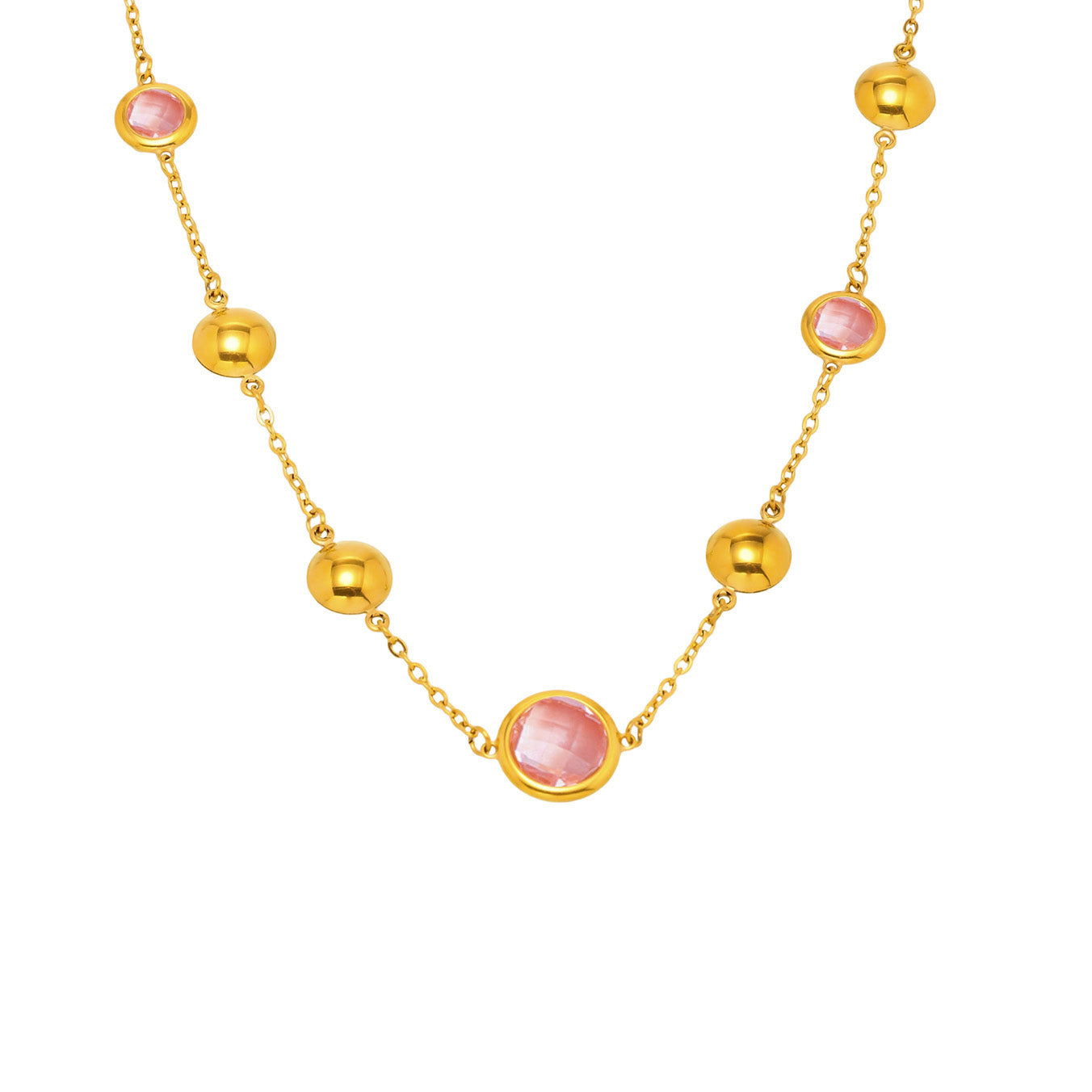 Stainless Steel Super Flash Cut Glass Necklace
