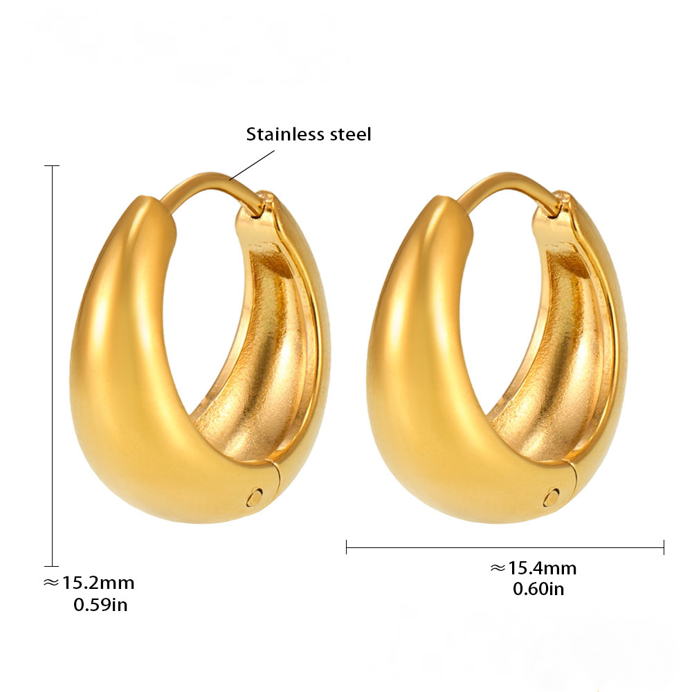 Polished Minimalist Stainless Steel Huggie Earrings