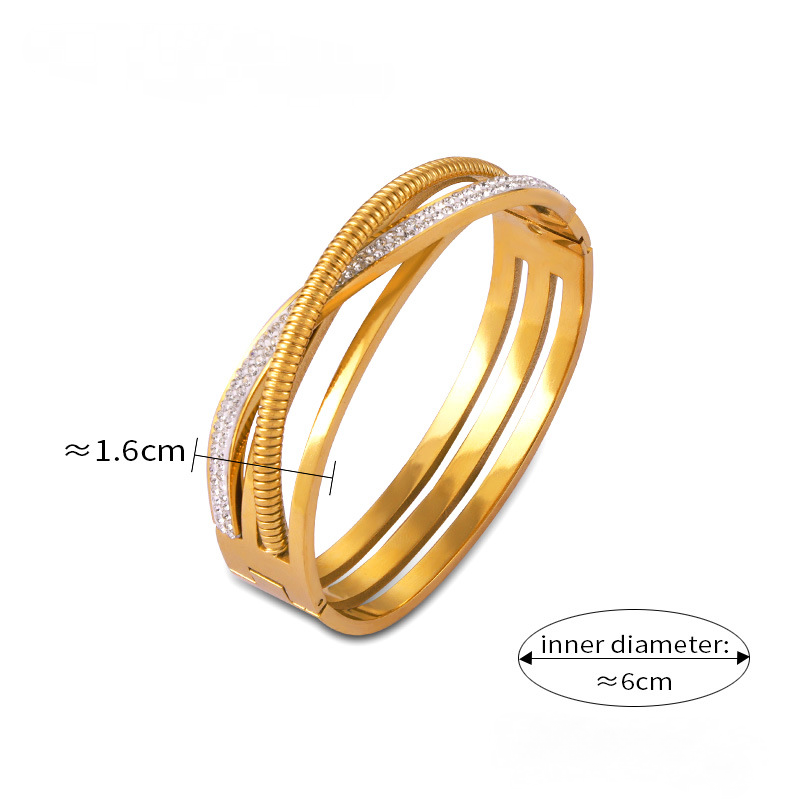 Stainless Steel Creative Geometric Inlay Czech Diamond Bracelet