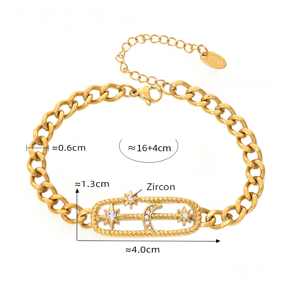 Star Moon Lightning Inlay Cubic Zirconia Necklace Bracelet Jewelry Suit