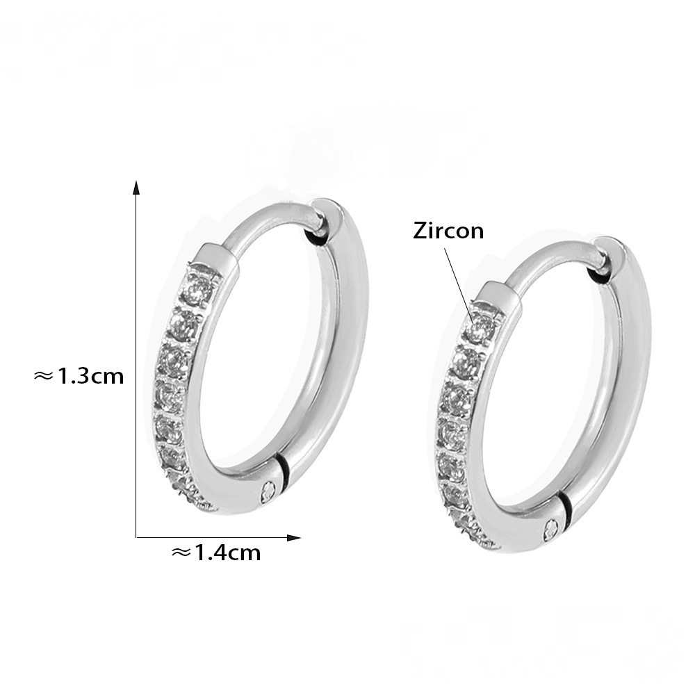 Stainless Steel Cubic Zirconia Huggie Earrings