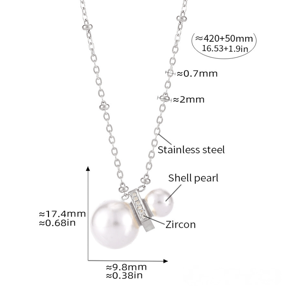 Stainless Steel Imitation Pearl Constellation Symbol Necklace Earrings Jewelry Suit