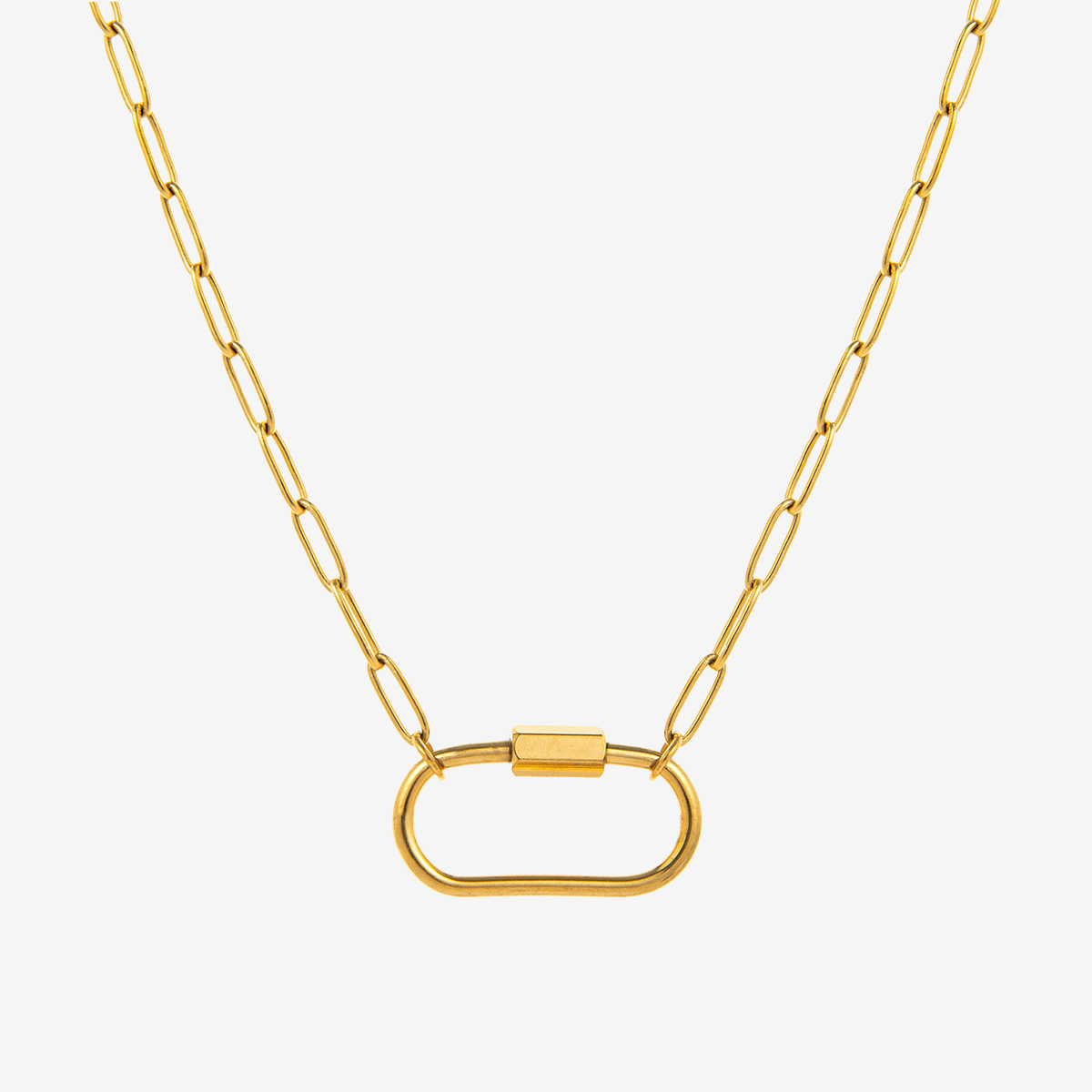 Stainless Steel Paperclip Large Oval Carabiner Necklace