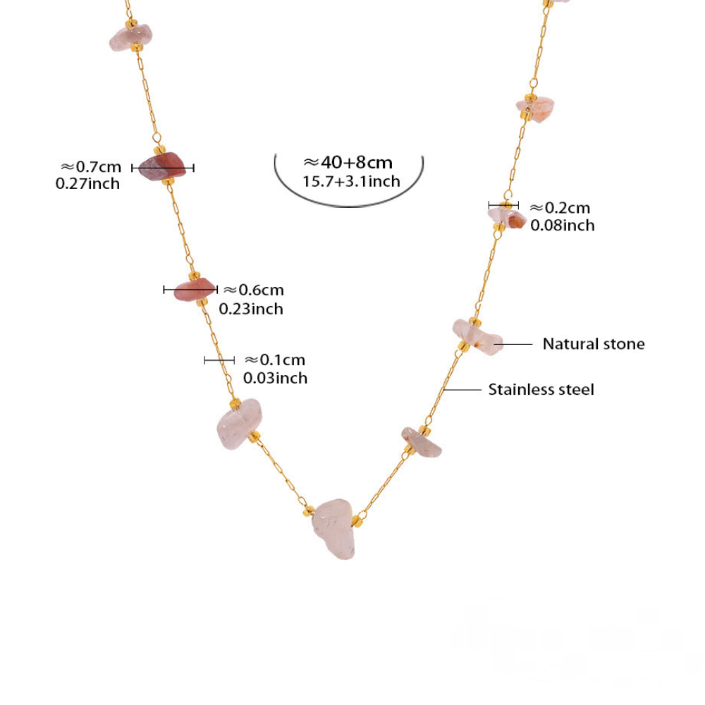 Stainless Steel Irregular Crushed Natural Stone Necklace