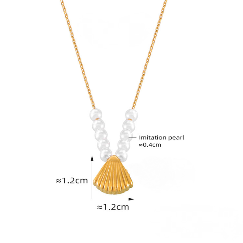 Stainless Steel Shell Pendant Freshwater Pearl Necklace