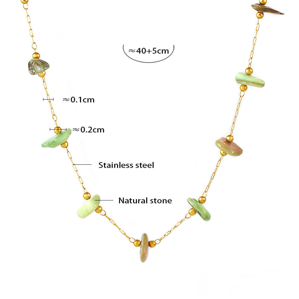 Green Natural Stone Beaded Necklace Bracelet Jewelry Suit