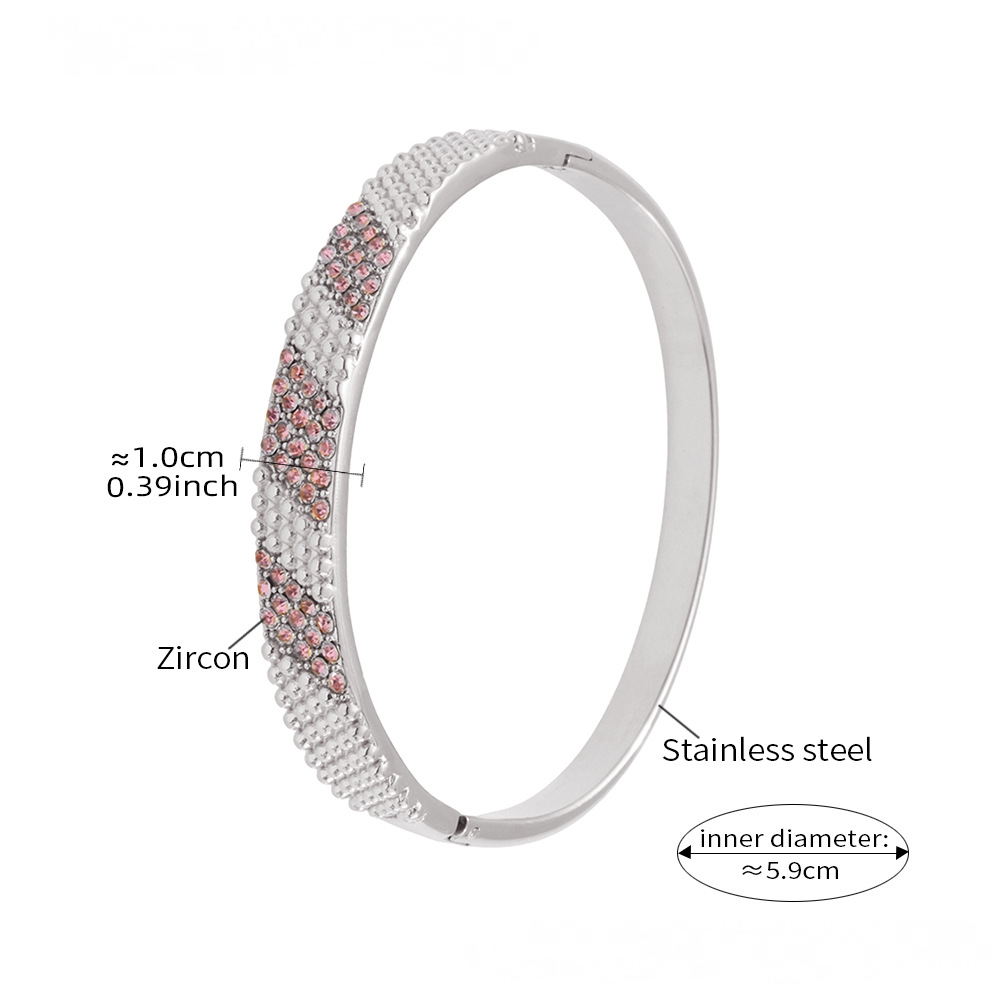 Stainless Steel 18K Gold PVD Cubic Zirconia Buckle Bracelet