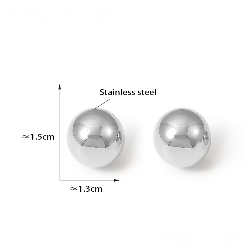 Stainless Steel Simple Half Round Hollow Stud Earrings