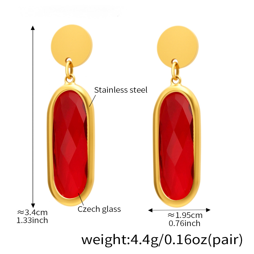 18K Gold PVD Disc Cut Glass Stud Earrings