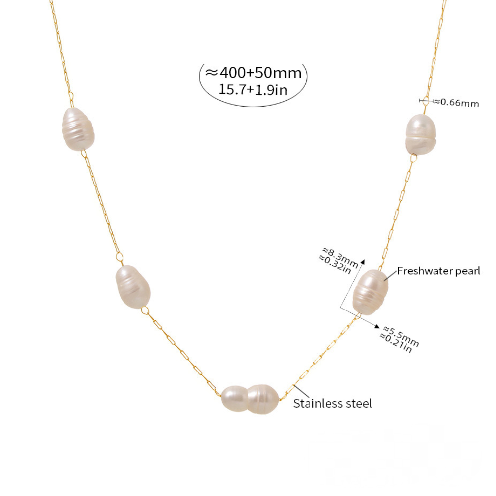 Separated Freshwater Pearl Stainless Steel Necklace