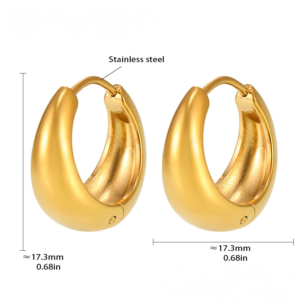 Polished Minimalist Stainless Steel Huggie Earrings