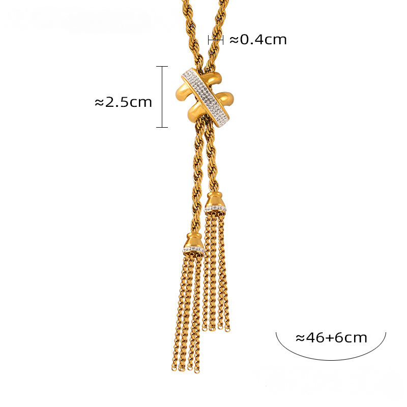 Rope Chain Geometric Pendant Necklace Bracelet Cubic Zirconia Ring Earrings Jewelry Suit