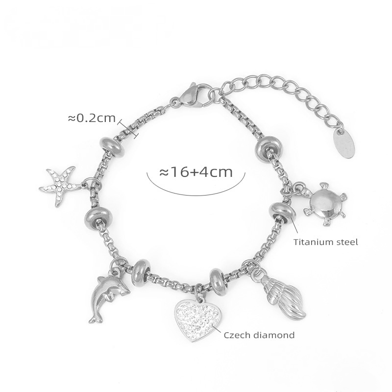 Stainless Steel Multi-element Pendant Inlay Czech Diamond Bracelet