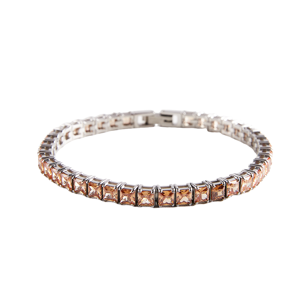 4x4MM Single Row Multi Colored Cubic Zirconia Tennis Bracelet