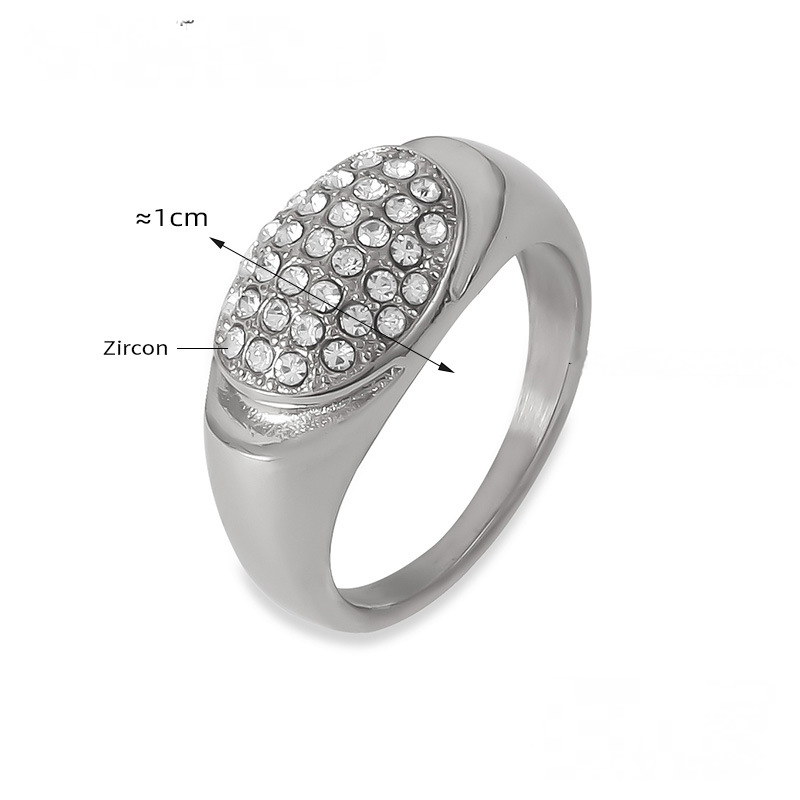Stainless Steel Curved Inlay Cubic Zirconia Ring