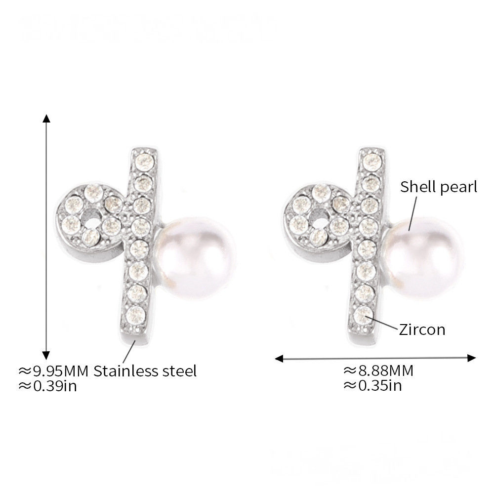 Stainless Steel Imitation Pearl Constellation Symbol Necklace Earrings Jewelry Suit