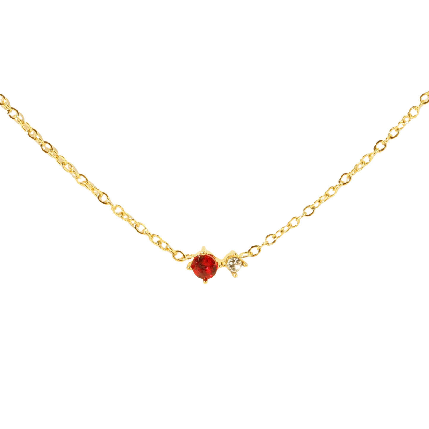 Stainless Steel CZ & Birthstone Necklace