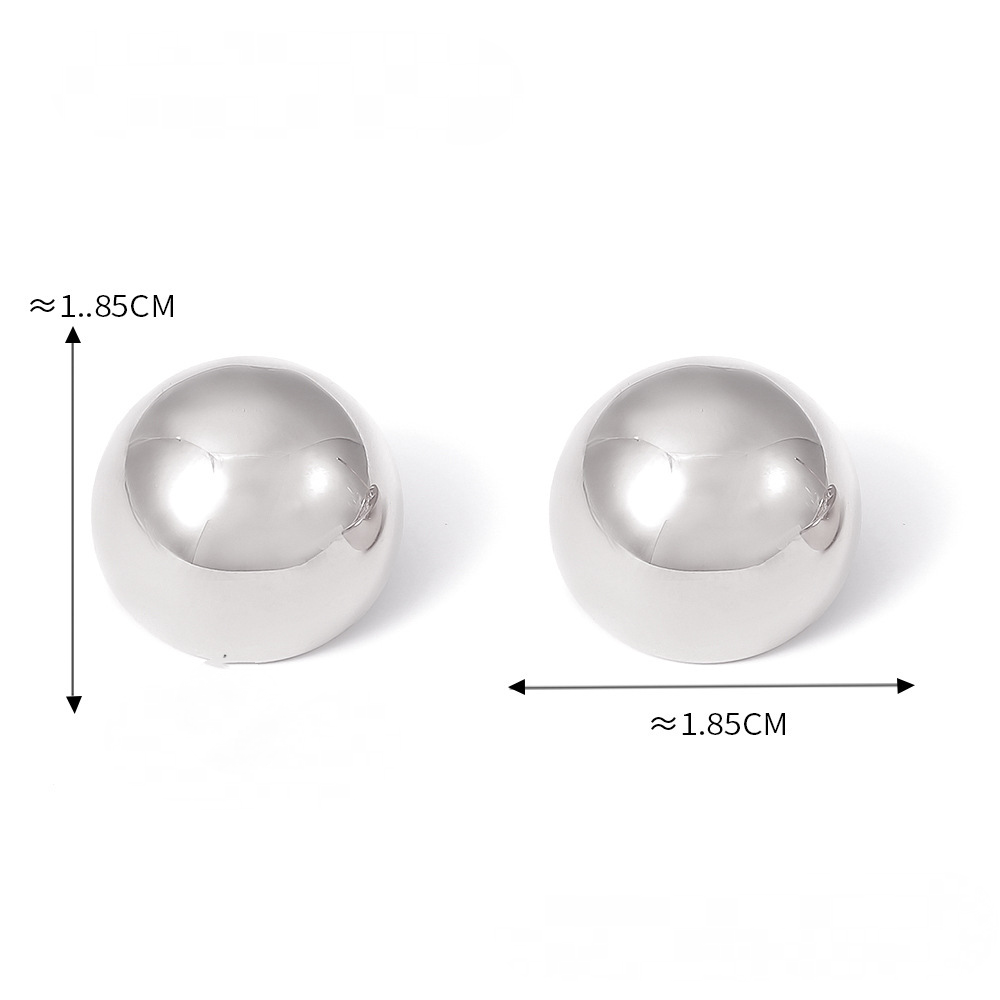 Stainless Steel Polished Half Round Stud Earrings