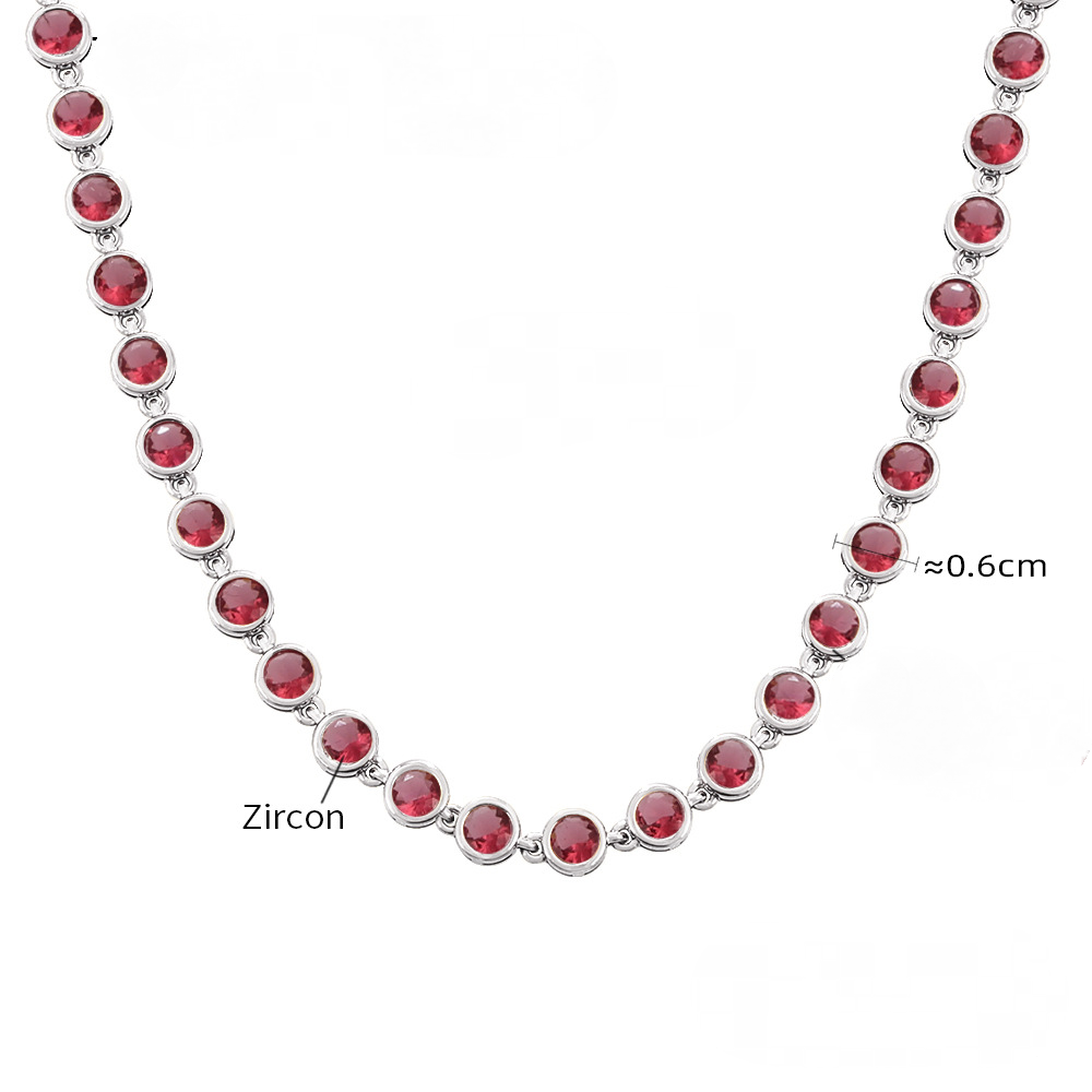 Stainless Steel Round Cubic Zirconia Necklace