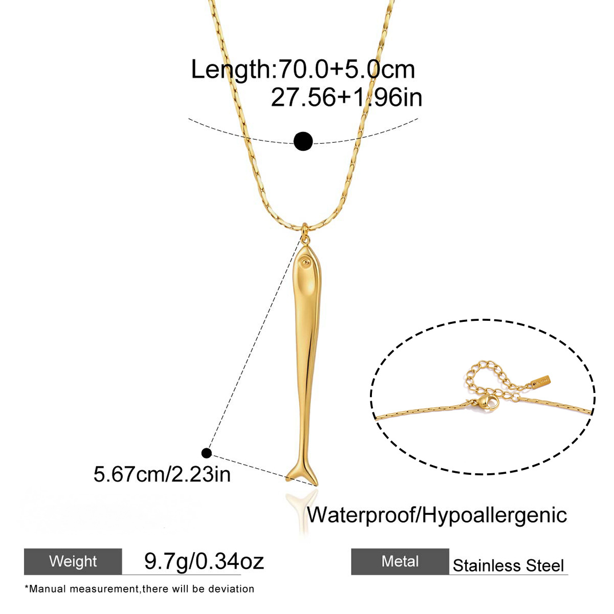 Stainless Steel Vacation Fish Pendant Necklace
