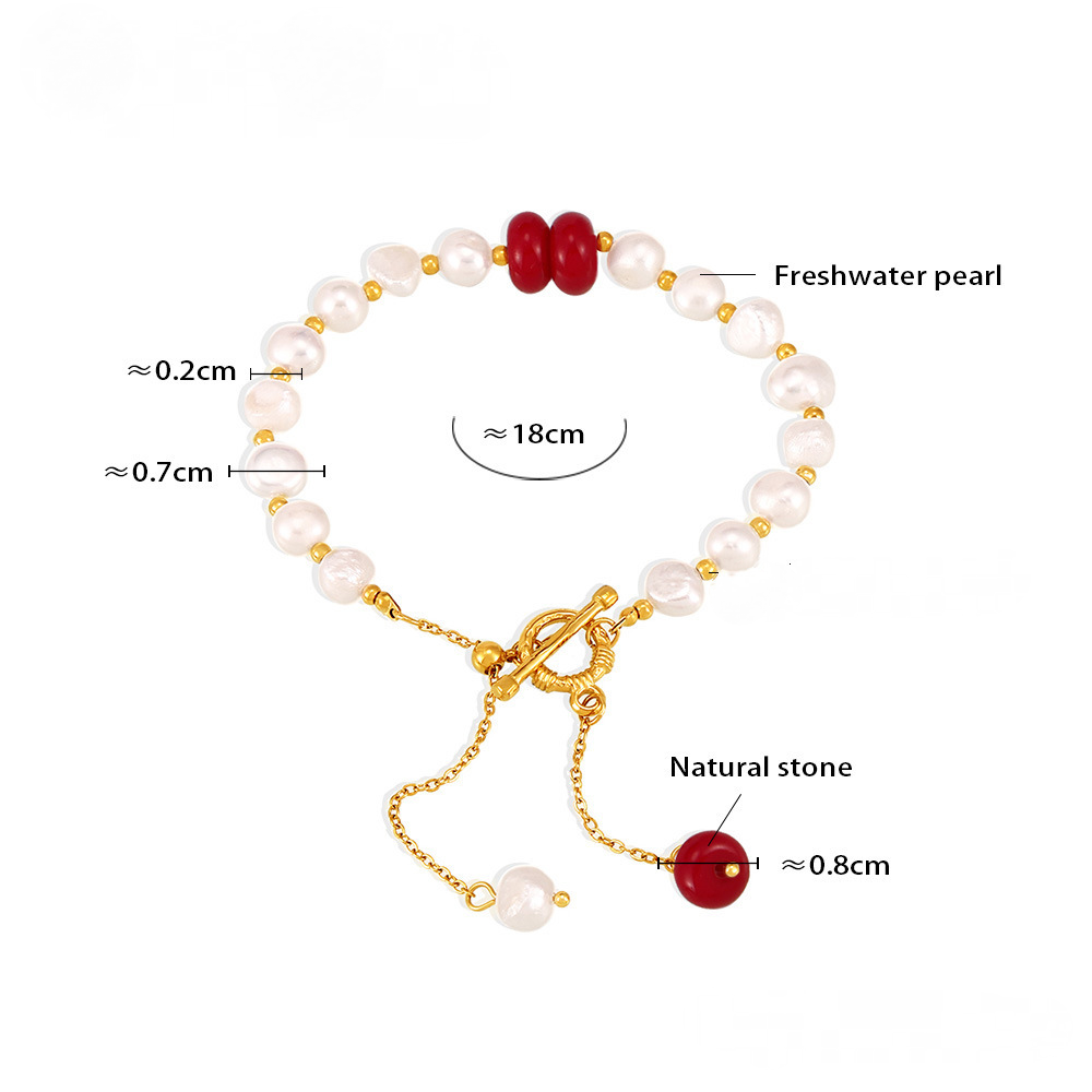 Tassel Natural Stone Pendant Freshwater Pearl OT Buckle Bracelet