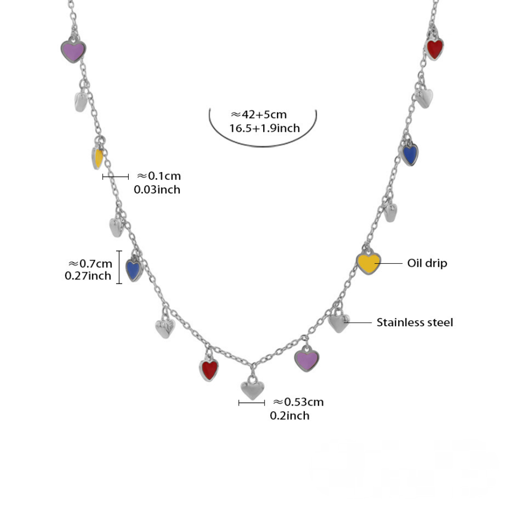 Heart Shaped Oil Drop Pendant Necklace Bracelet Jewelry Set