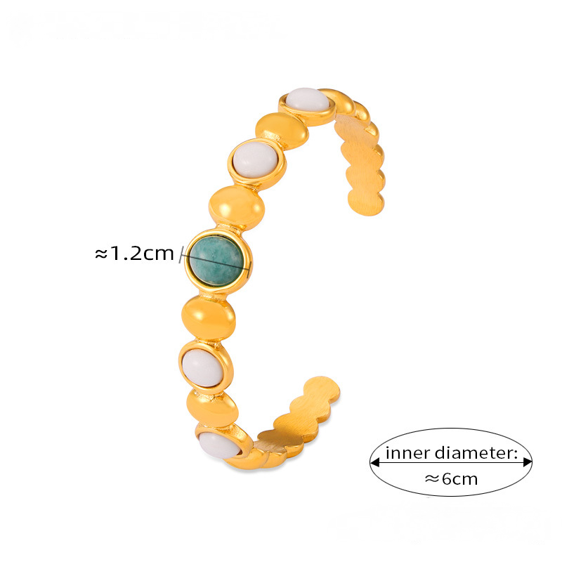 Natural Stone Stitching Round Beads Ring Earrings Bracelet Jewelry Suit