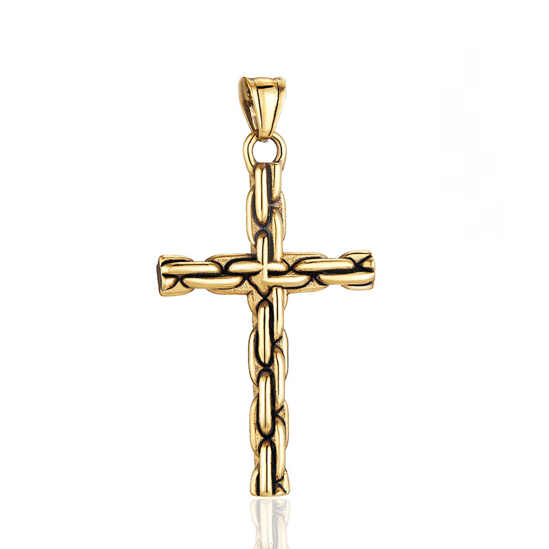Stainless Steel Punk Men's Cross Pendant Necklace