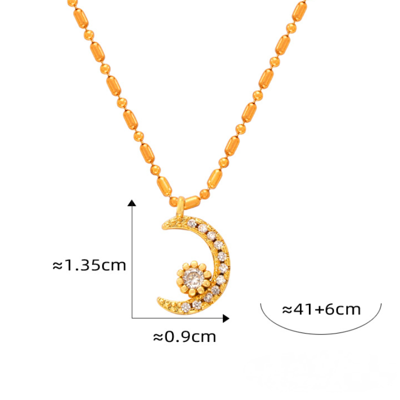 Stainless Steel Cartoon Shape Pendant Beaded Chain Necklace