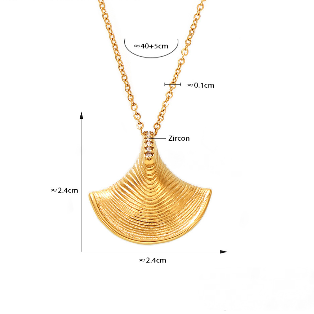 3D Scalloped Shell Necklace Earrings Jewelry Suit