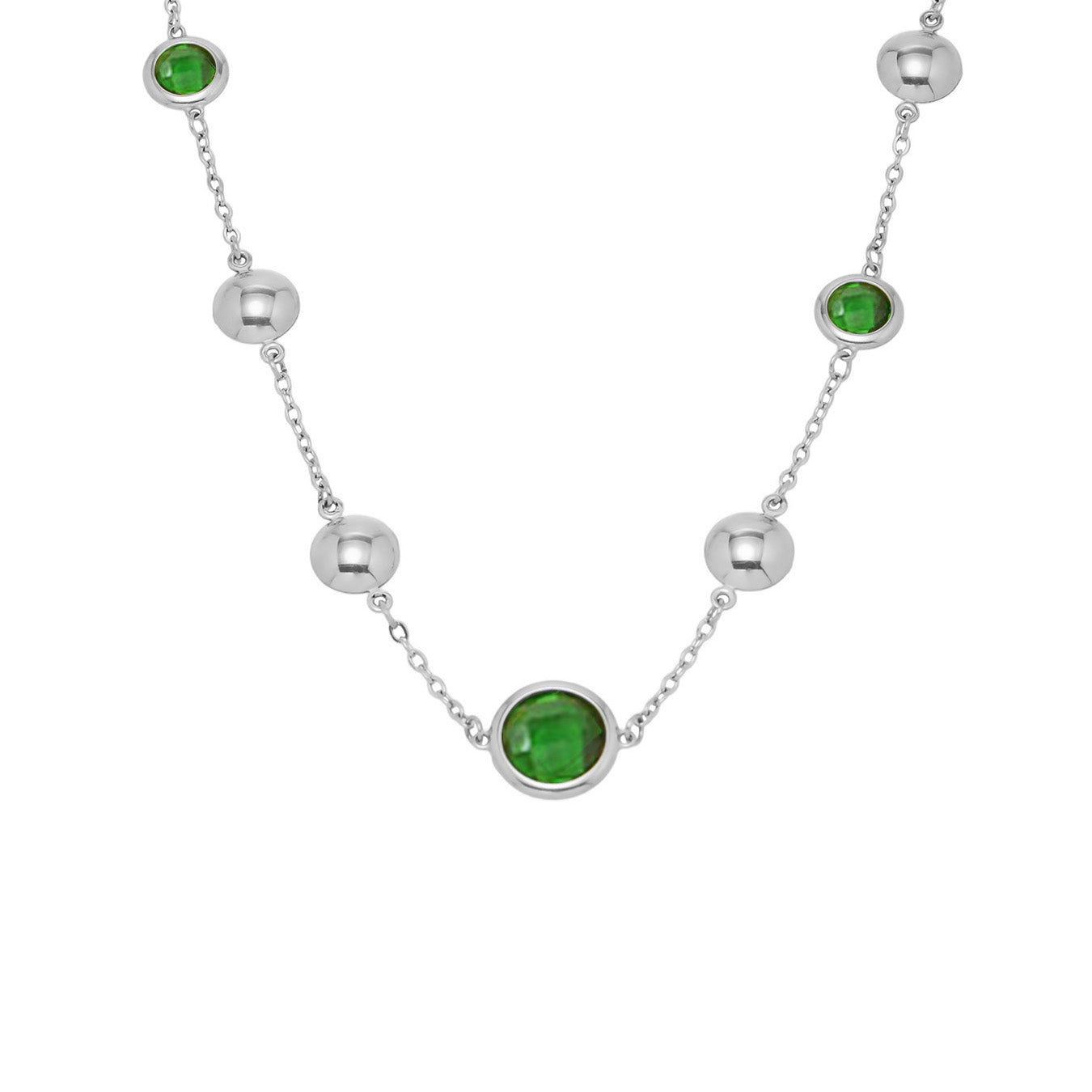 Stainless Steel Super Flash Cut Glass Necklace