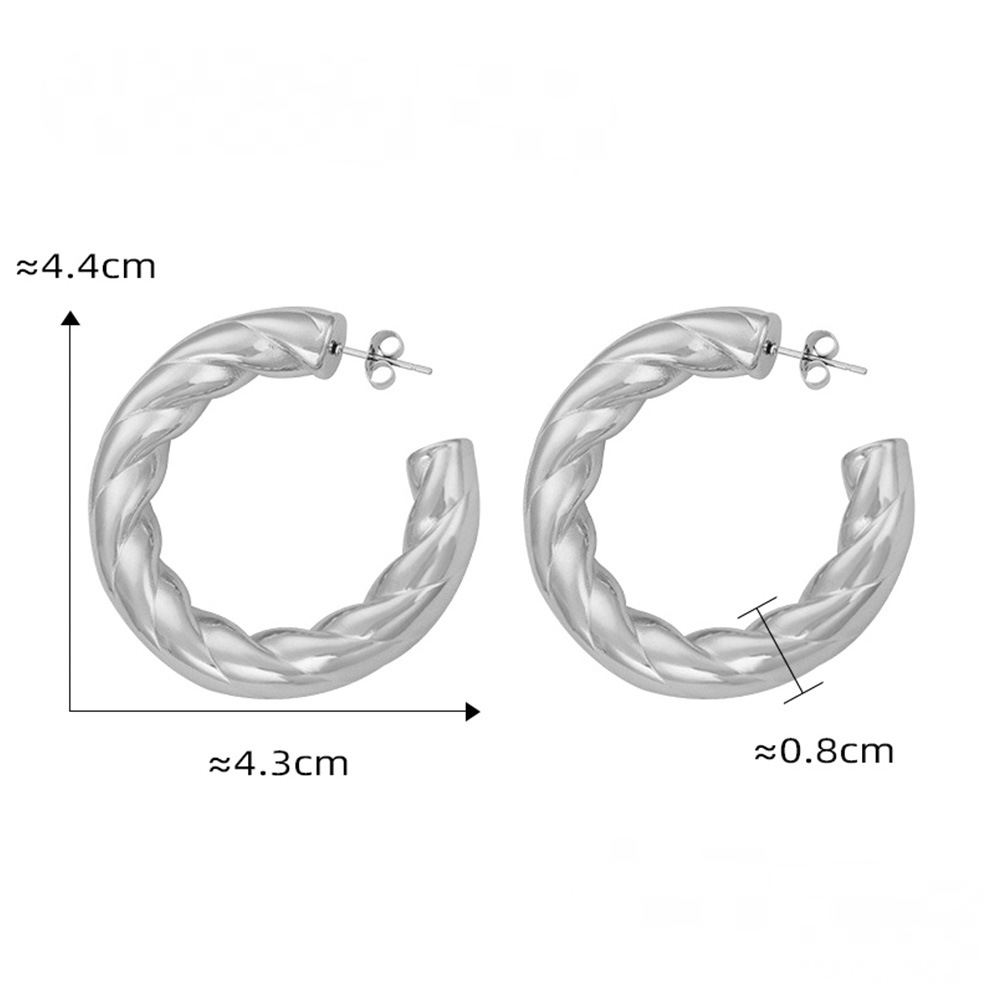 Hollow Textured Hoop Stainless Steel Earrings