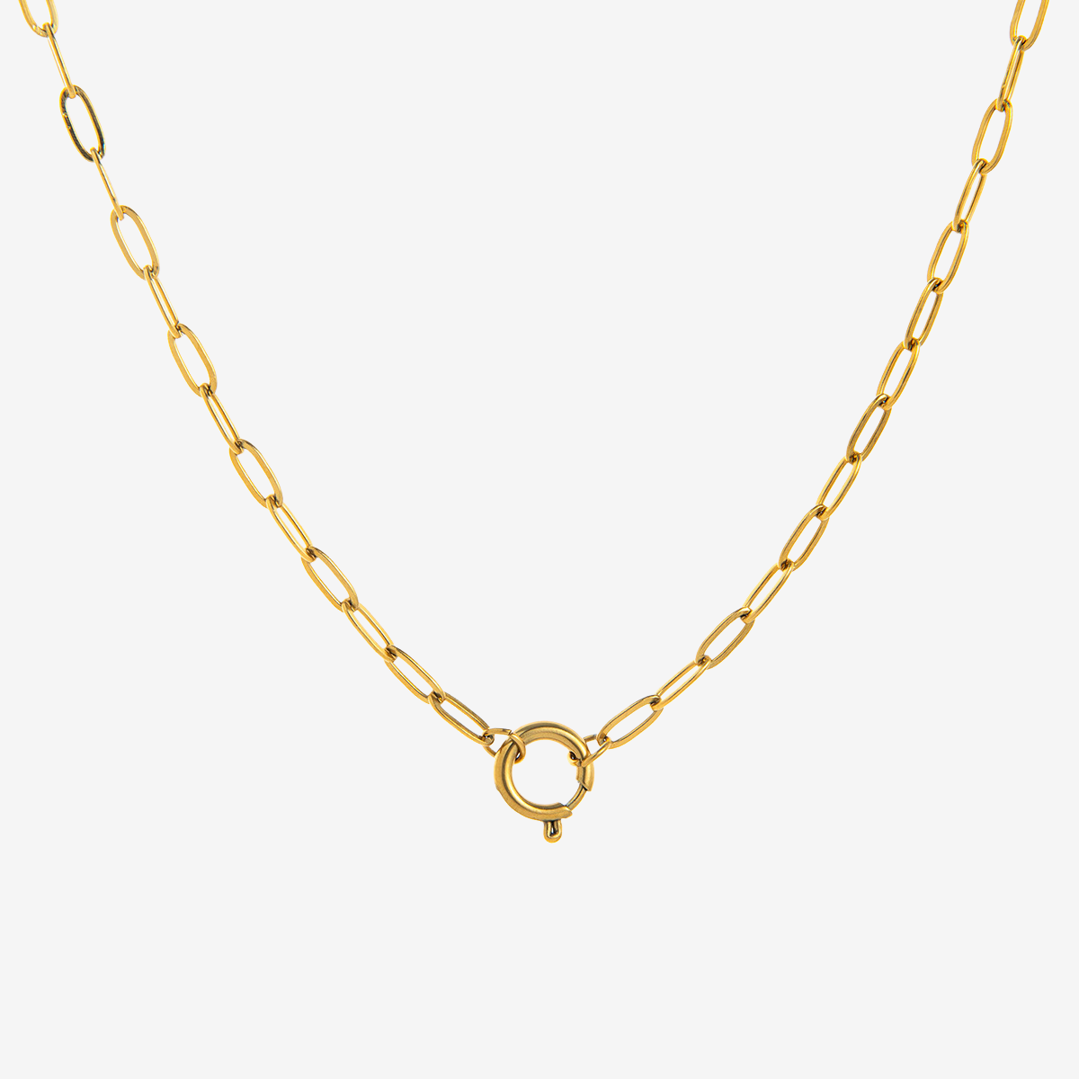 Stainless Steel Small Sailor Buckle Paperclip Chain Necklace