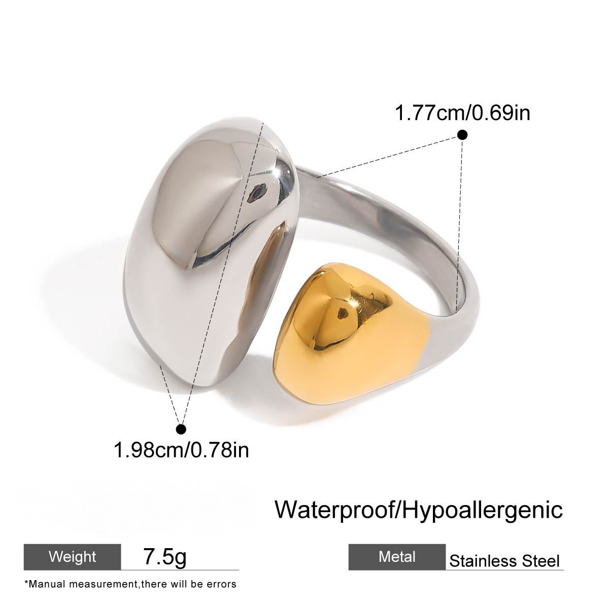 Stainless Steel Geometric Smooth Open Ring