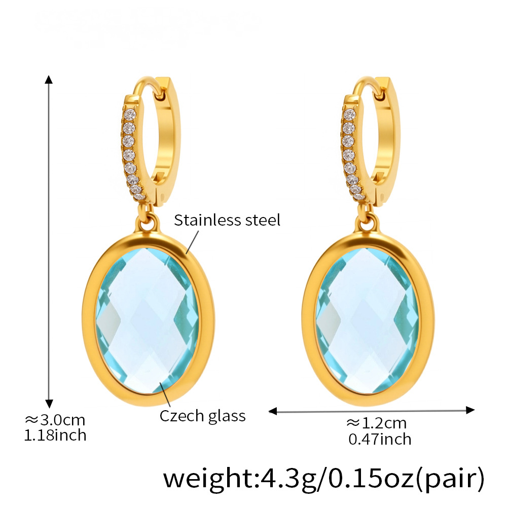 Cut Oval Czech Glass Full Diamond Huggie Earrings