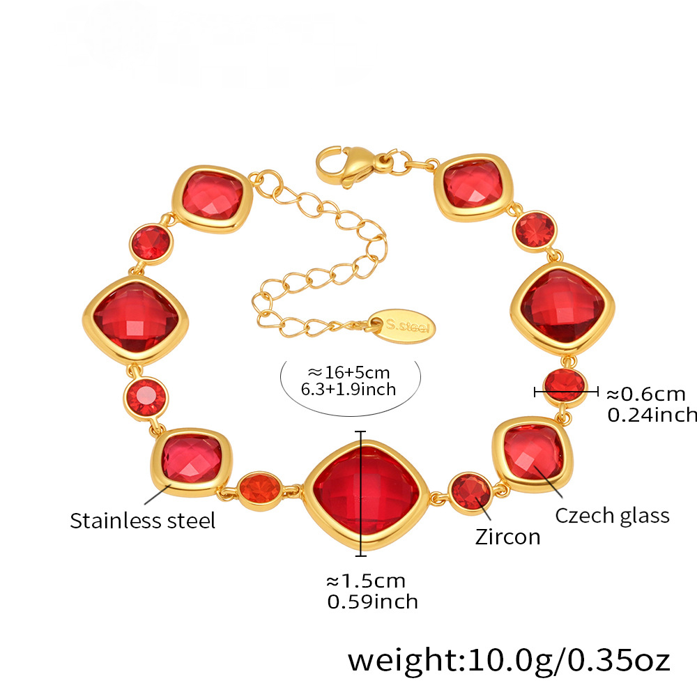 18K Gold PVD Super Flash Cut Czech Glass Bracelet