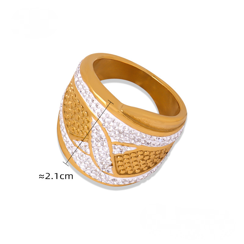 Stainless Steel Czech Diamond Chunky Ring