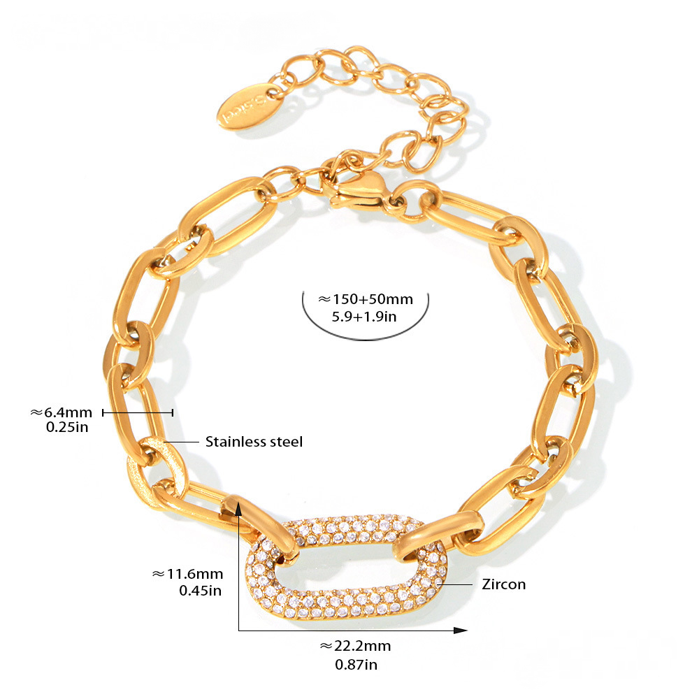 Stainless Steel Hollow Oval Cubic Zirconia Necklace Bracelet Jewelry Suit