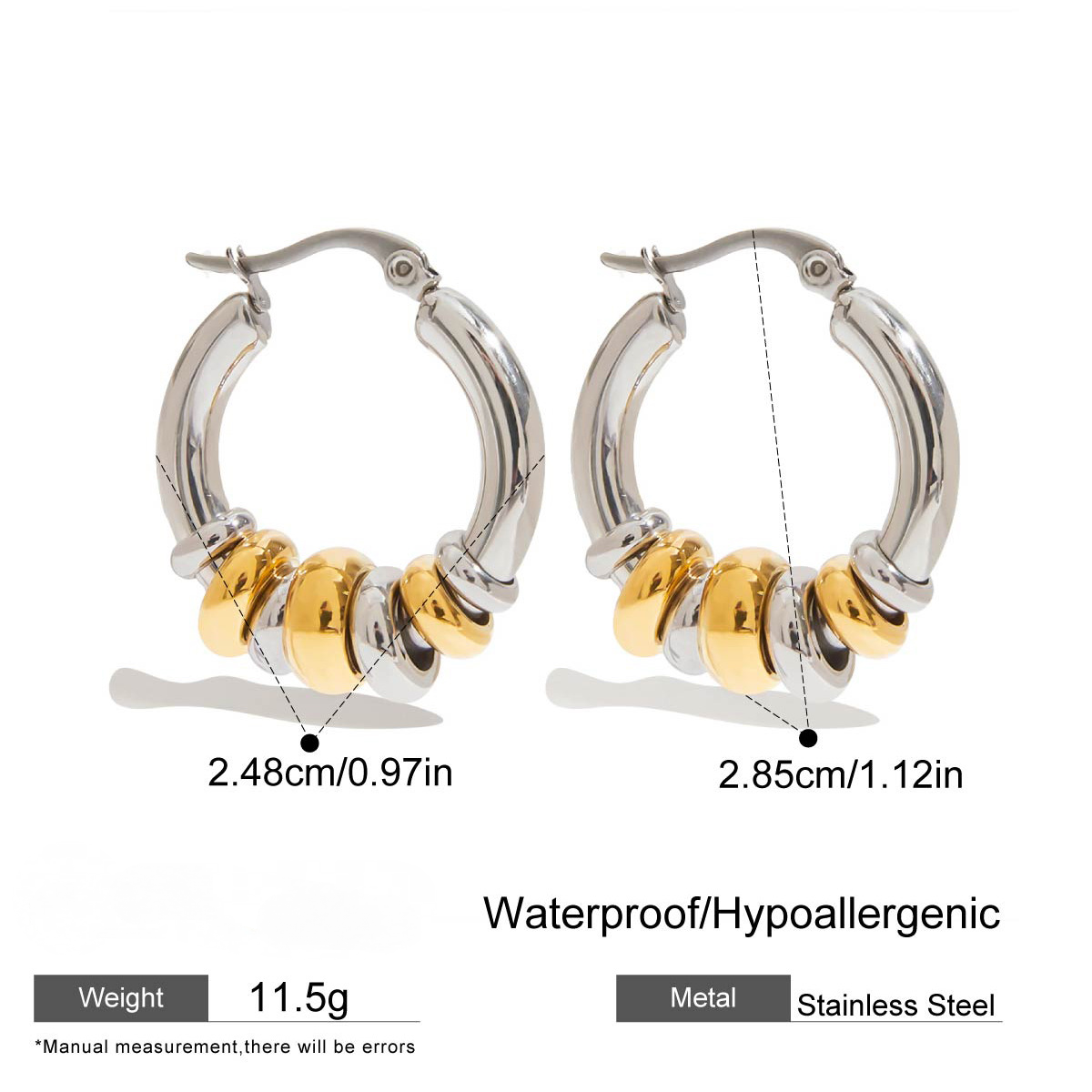 Stainless Steel Circular Geometric Hoop Earrings