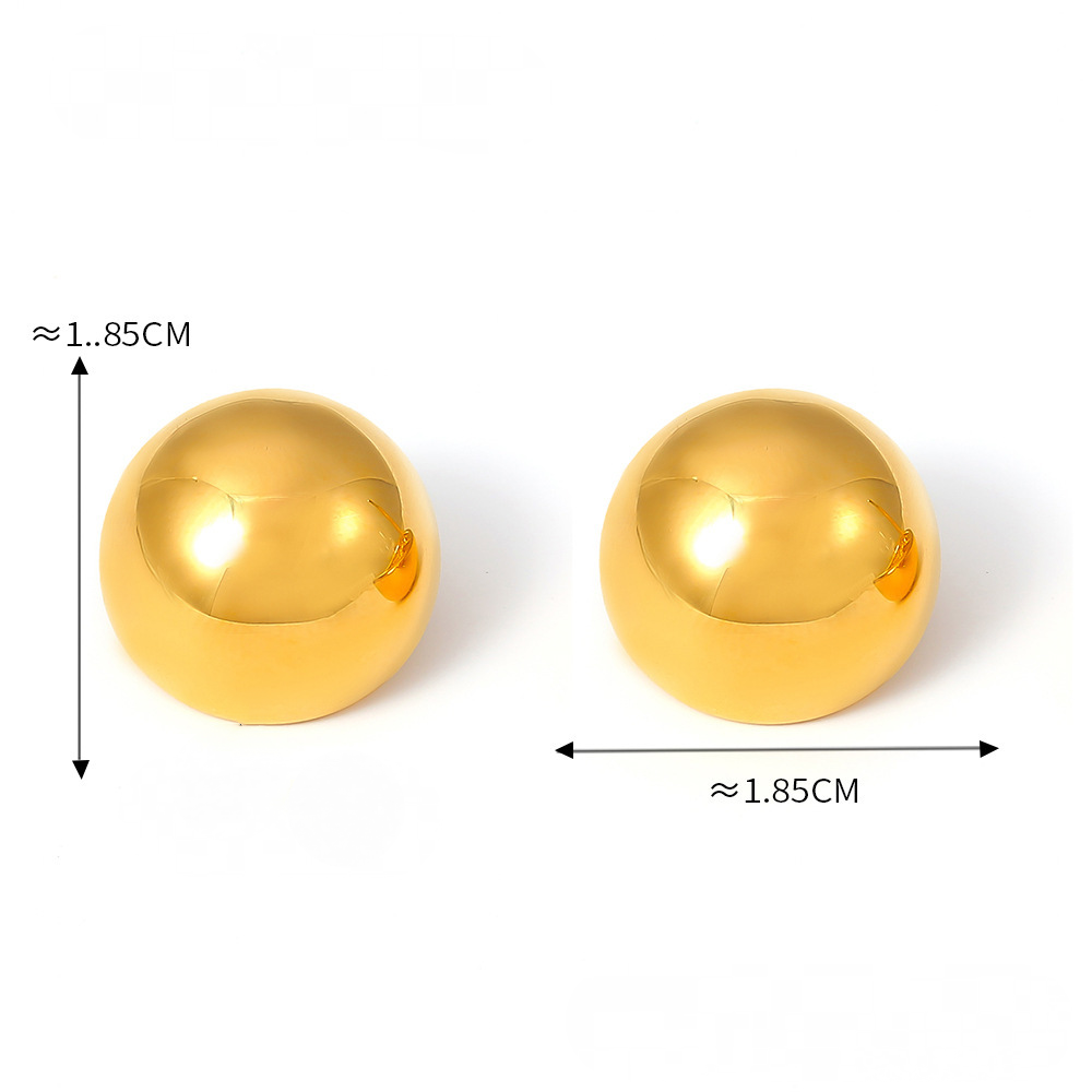 Stainless Steel Polished Half Round Stud Earrings