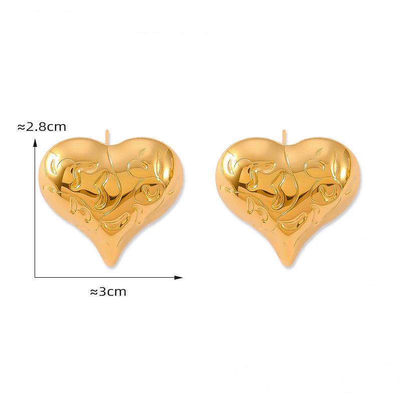 Irregular Texture Heart Necklace Earrings Jewelry Suit