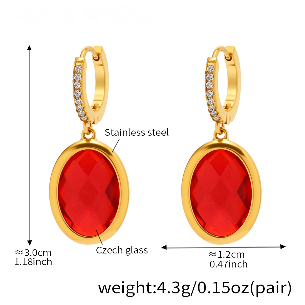 Cut Oval Czech Glass Full Diamond Huggie Earrings