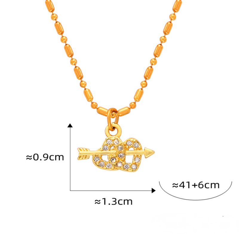 Stainless Steel Cartoon Shape Pendant Beaded Chain Necklace